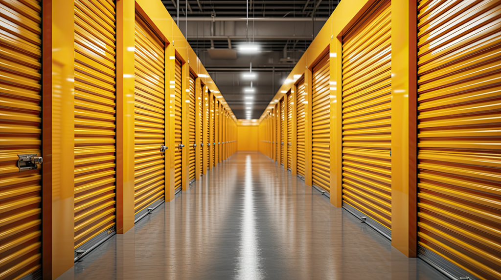 Secure storage facility with surveillance cameras
